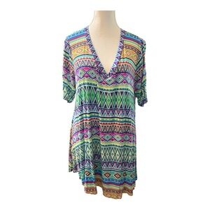 Colorful Geometric Print T-Shirt – Size 1X